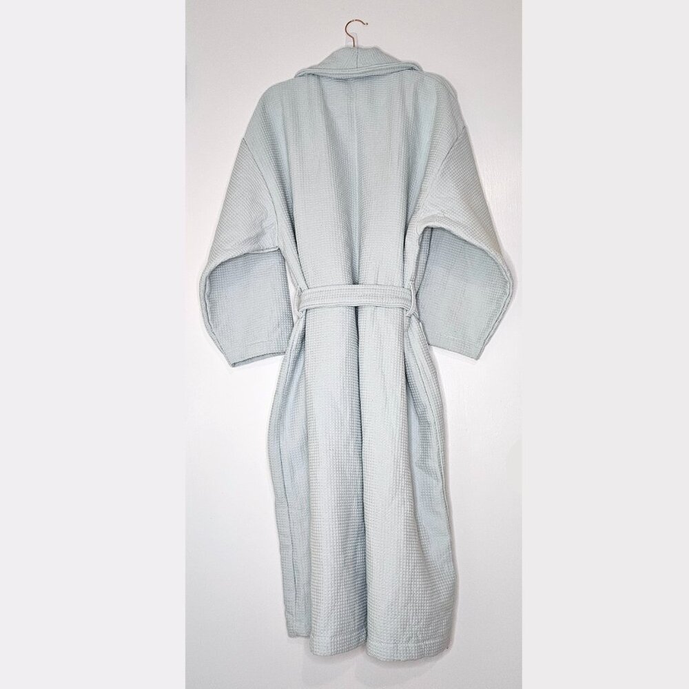 NWT!! Chortex 100% Turkish Cotton Luxury Waffle Long Robe L/XL, Duck Egg - Picture 2 of 7